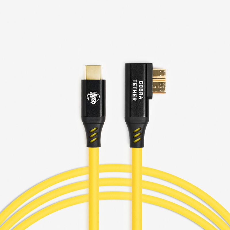 COBRA UNION CORDON COUDE USB-C / USB-3 MICRO B 90° 10M 5GBITS JAUNE