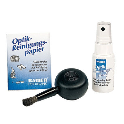 KAISER KIT DE NETTOYAGE COMPRENANT PAPIER NETTOYAGE OPTIQUE - PINCEAU - LIQUIDE DE NETTOYAGE OPTIQUE