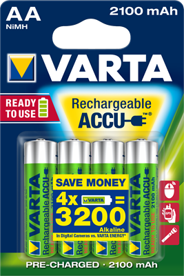 VARTA Piles rechargeables pré-chargées AA / LR6 2100mAh x4