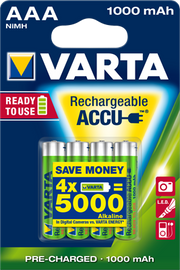 VARTA Piles rechargeables pré-chargées AAA / LR03 1000mAh x4