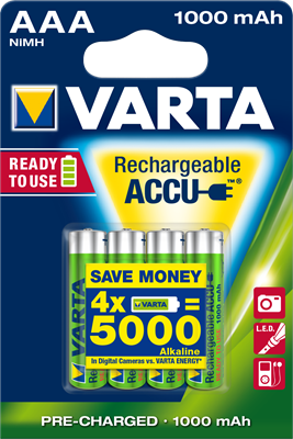 VARTA Piles rechargeables pré-chargées AAA / LR03 1000mAh x4